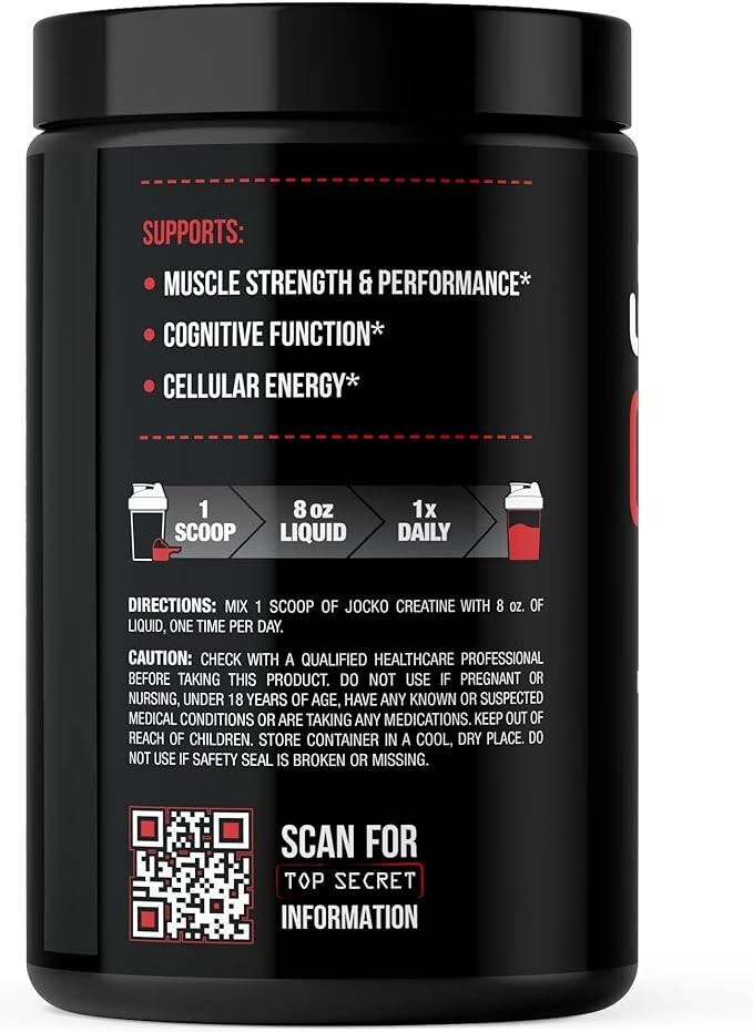 JOCKO Creatine Monohydrate Powder 400 Grams 16 Ounces Unflavored 90 Servings New