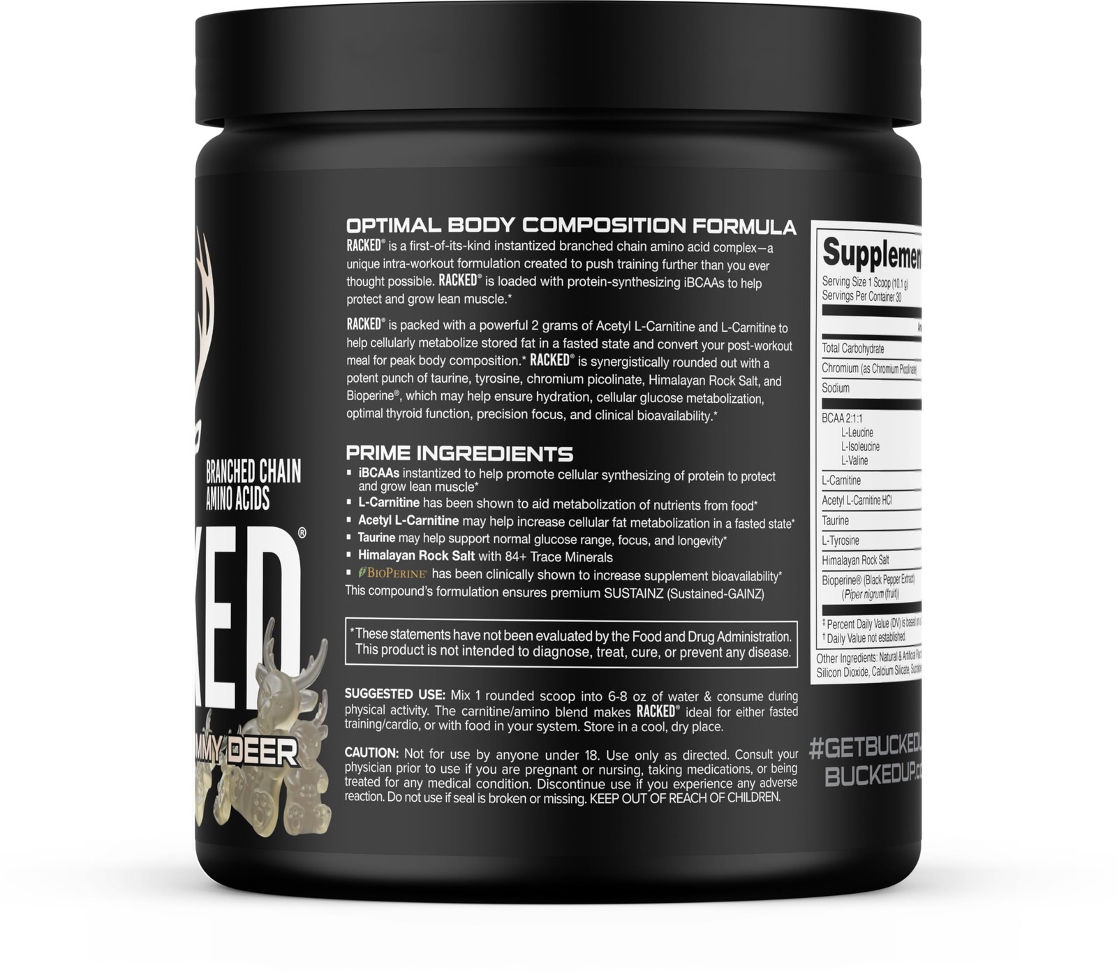 Bucked Up Racked White Gummy Deer | Intra Workout BCAA 211 Formula with L Car…