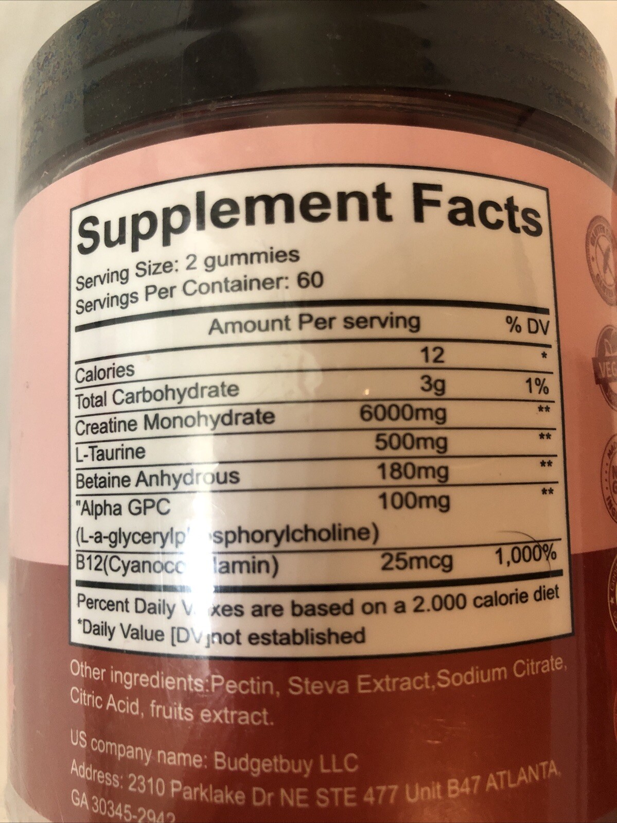 Creatine Monohydrate Gummies for Men & Women Muscle Growth 12/26