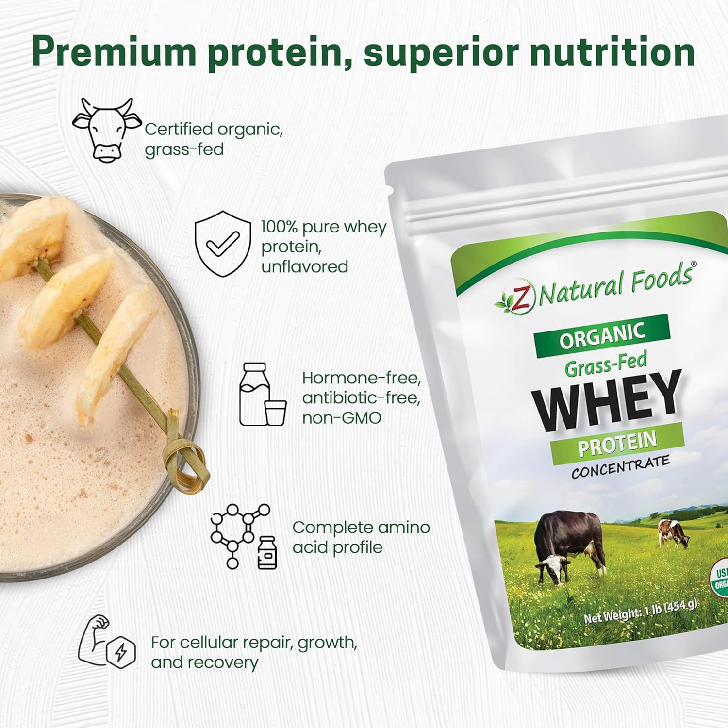 Organic Whey Protein Concentrate – Nutrient-Dense Grass Fed Whey Protein Powder
