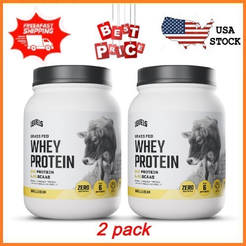 2 pack Levels Grass Fed Whey Protein Powder No Artificials 24G Pro Vanilla Bean