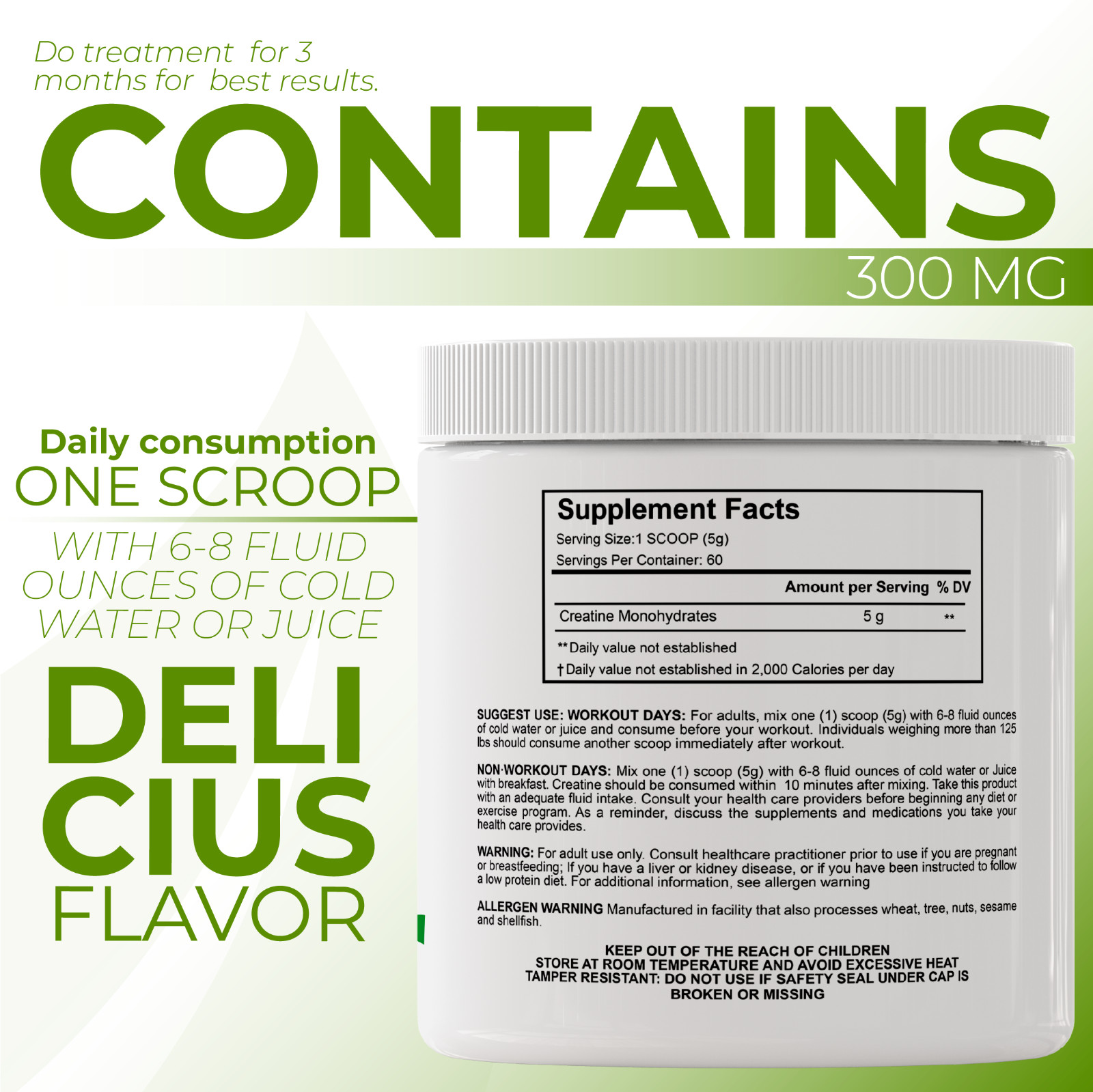 CREATINE Monohydrate Powder – Muscles Suplement – Energy and Cognitive Function