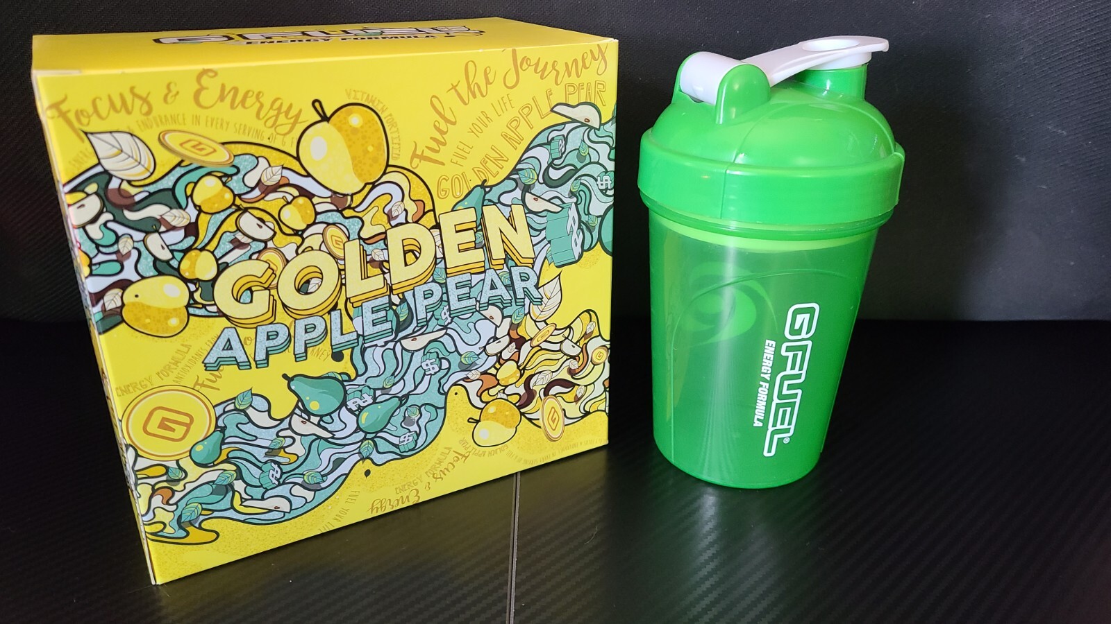 Gfuel Golden Apple Pear Gfuel Collectors box with Shaker