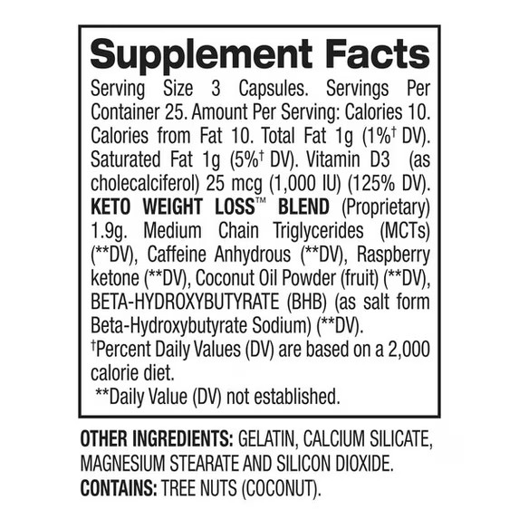 BPI Health Keto Weight Loss Ketogenic Diet Supplement 75 Capsules
