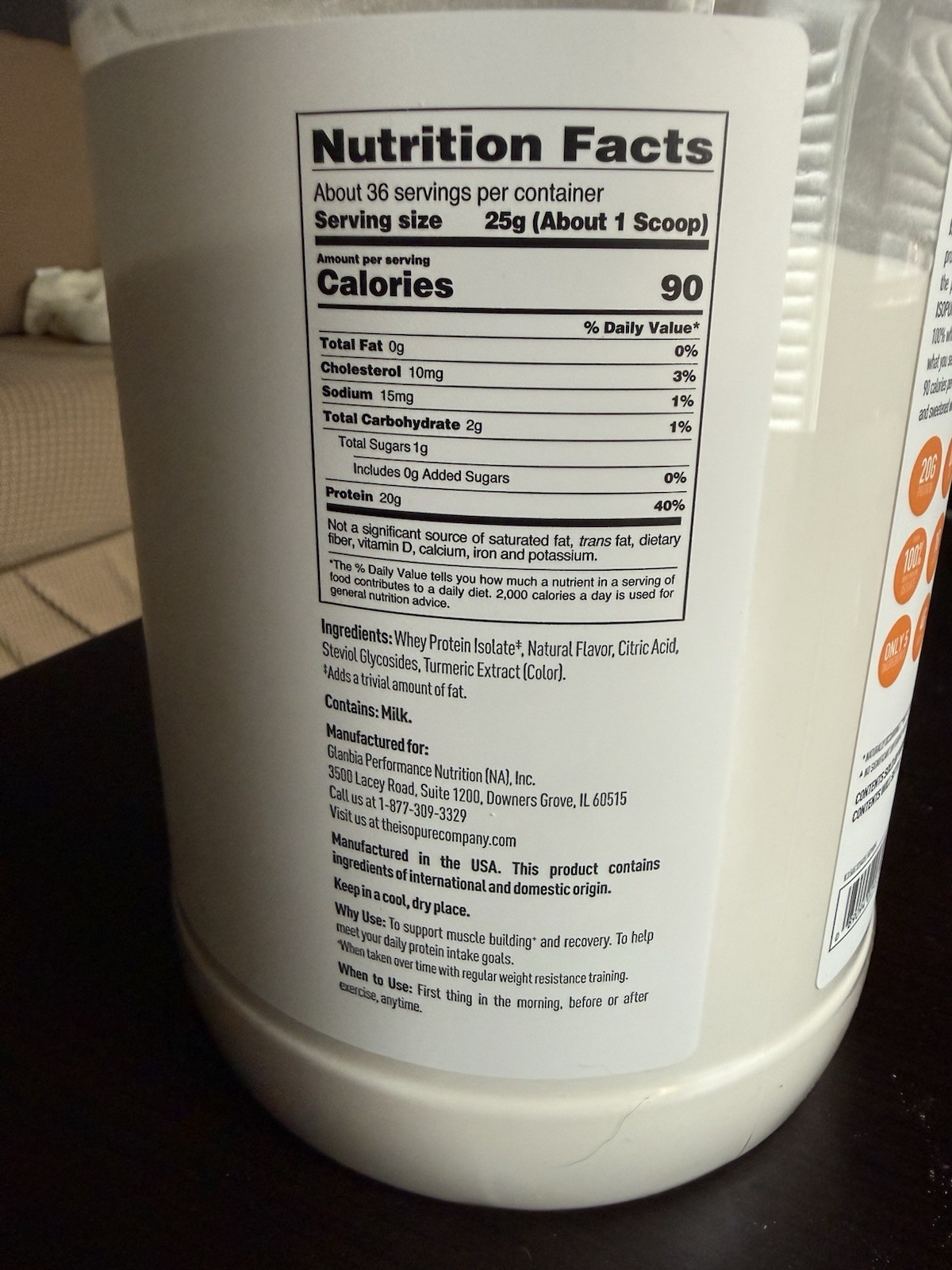 Isopure Clear Whey Protein Isolate Powder- Citrus Lemonade 36serv 31.75oz (900g)