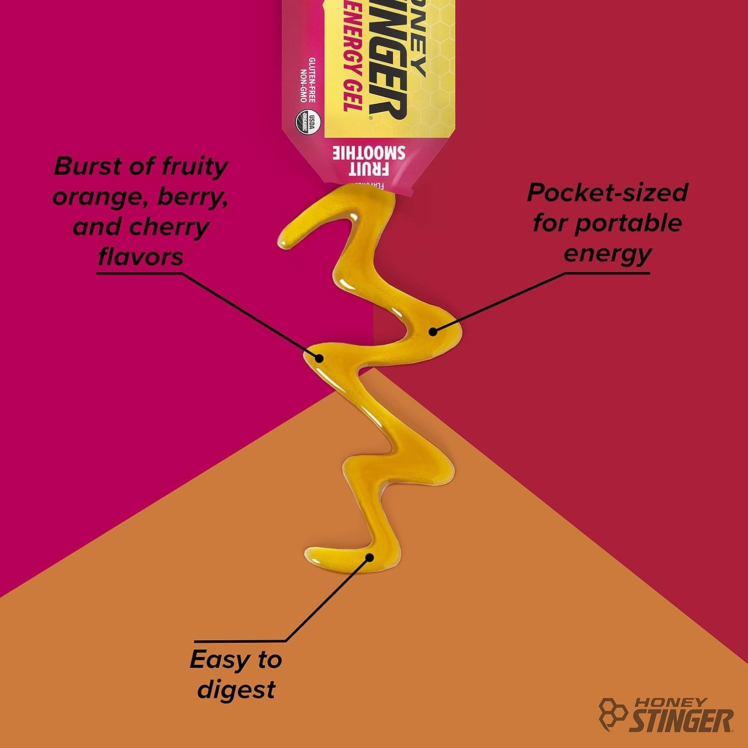 Organic Fruit Smoothie Energy Gel Pack, Gluten-Free & Caffeine-Free, Fast-Act…