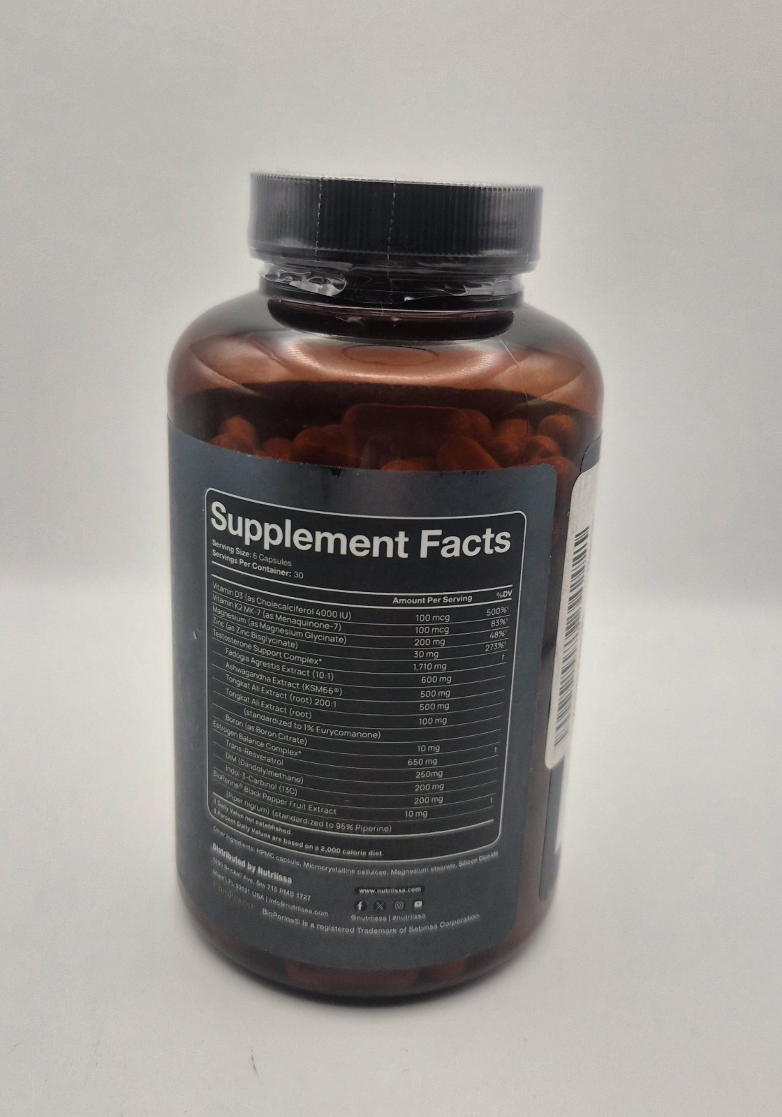 Nutriissa PCT Post Cycle Therapy Estrogen Control 2700mg 180 Caps Exp 10/2026