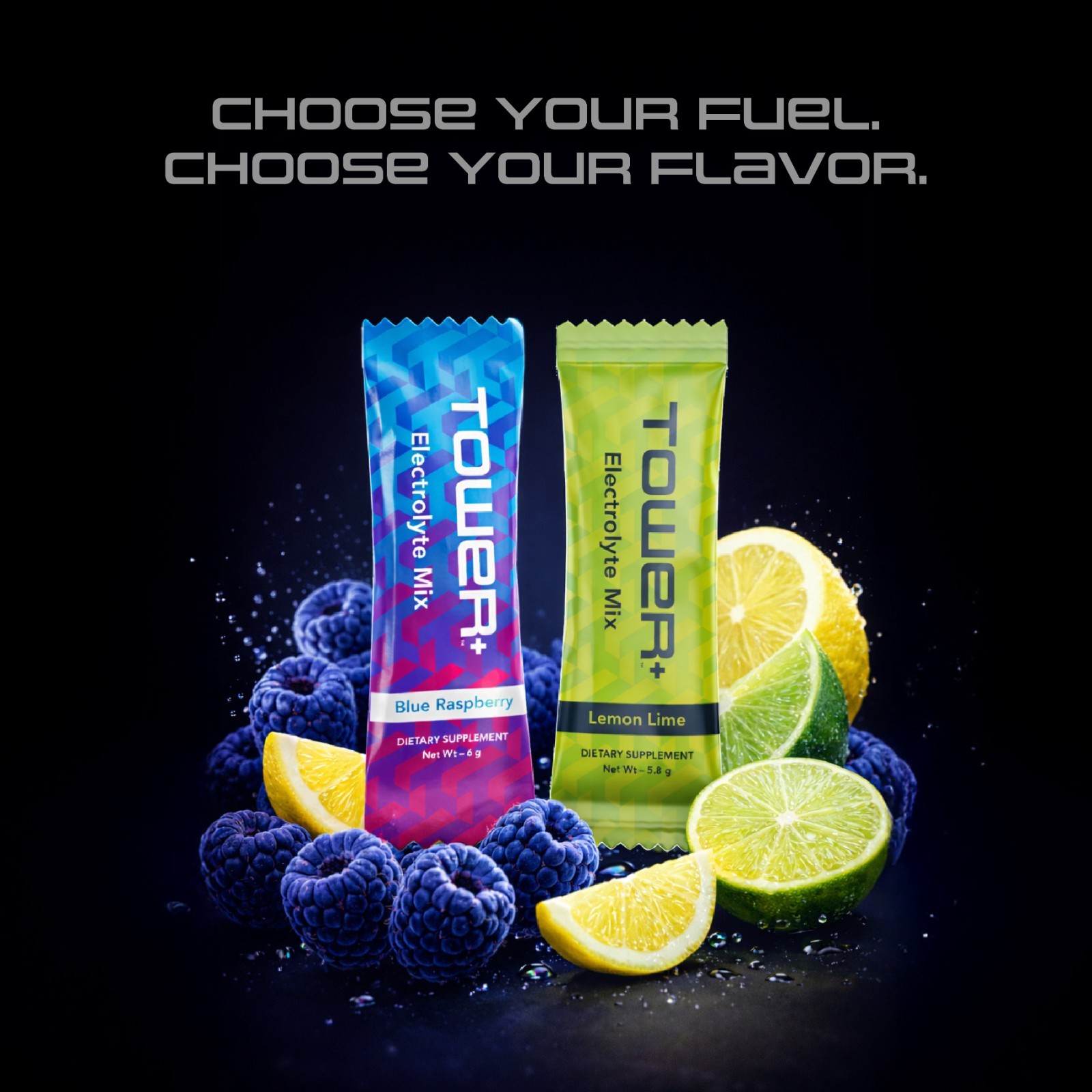 Tower+ Electrolyte Mix Blue Raspberry 30 Stick Packs Sugar Free Hydration
