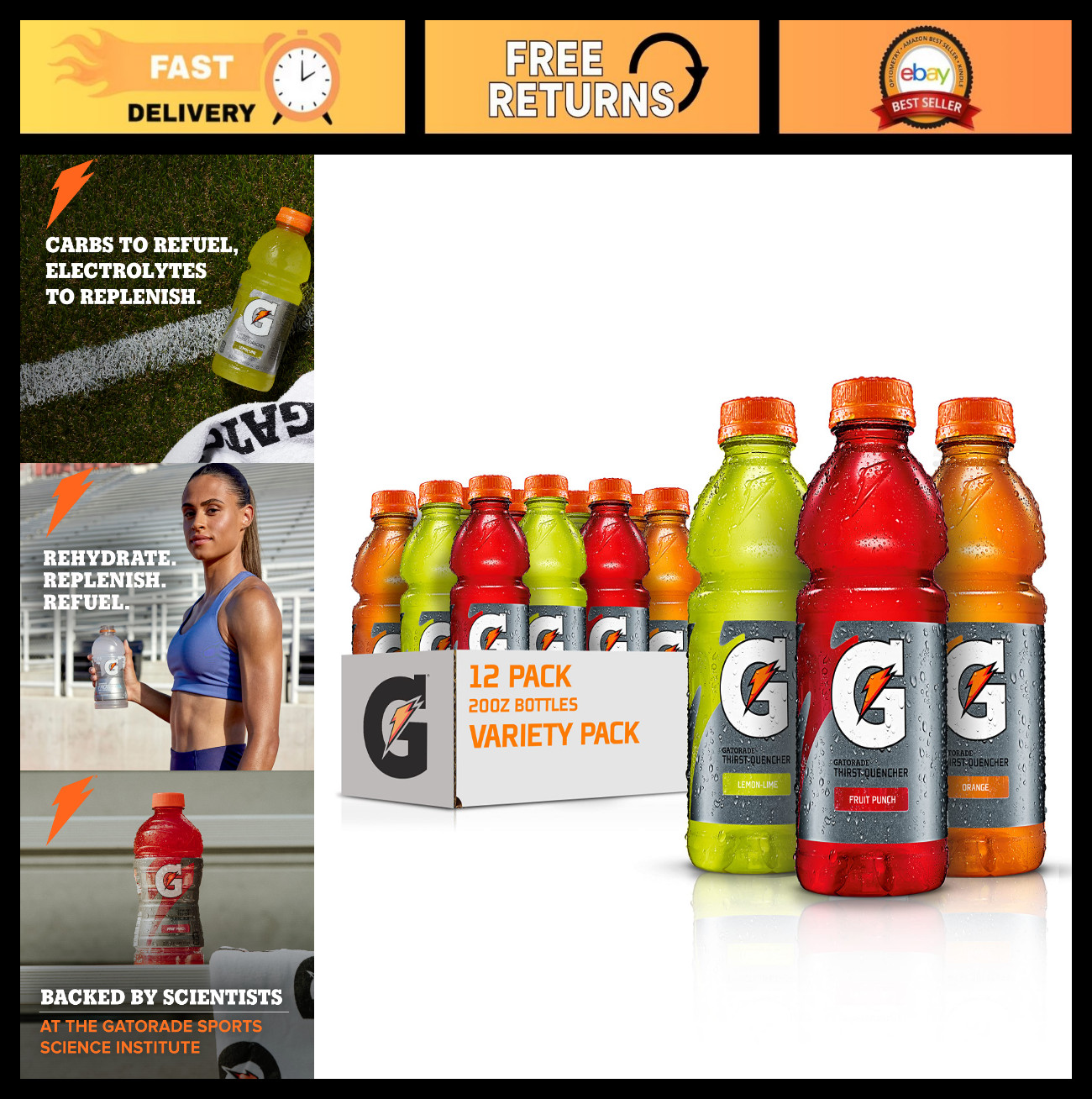 Electrolyte Sports Drink Variety Pack, 20oz Bottles, 12 Pack, Rehydration Boost
