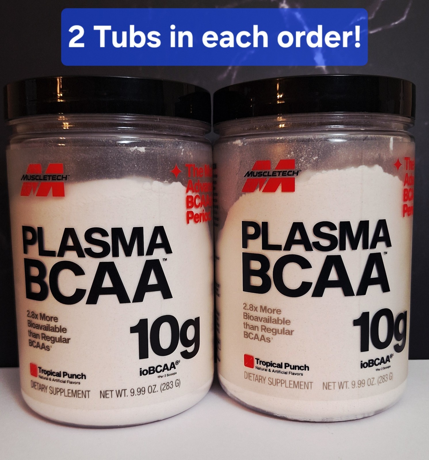 2 Tubs MuscleTech Plasma BCAA, Fruit Punch, 30 Serv, Fast Absorption, 05/2028✨️