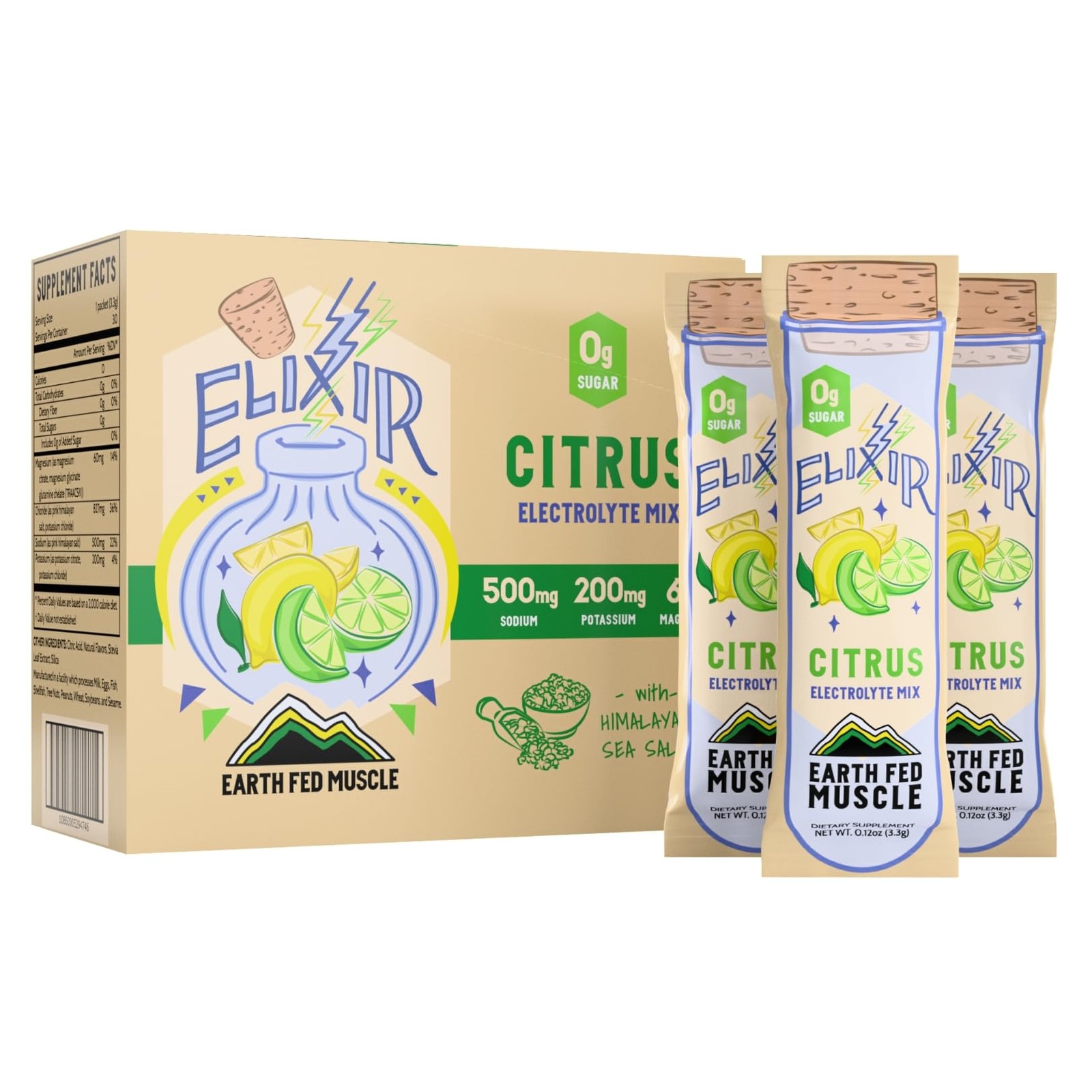 Earth Fed Muscle Elixir Electrolyte Powder 3.49 Ounce (Pack of 1), Green
