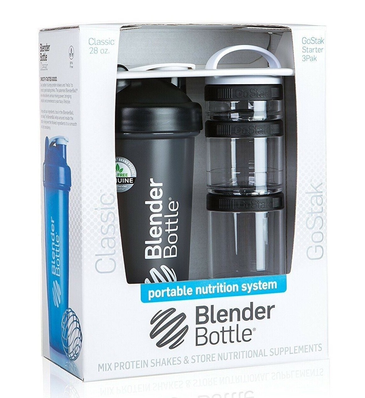 BLENDERBOTTLE COMBO PACK 28-OUNCE BOTTLE AND 3-PIECE GOSTAK CONTAINER