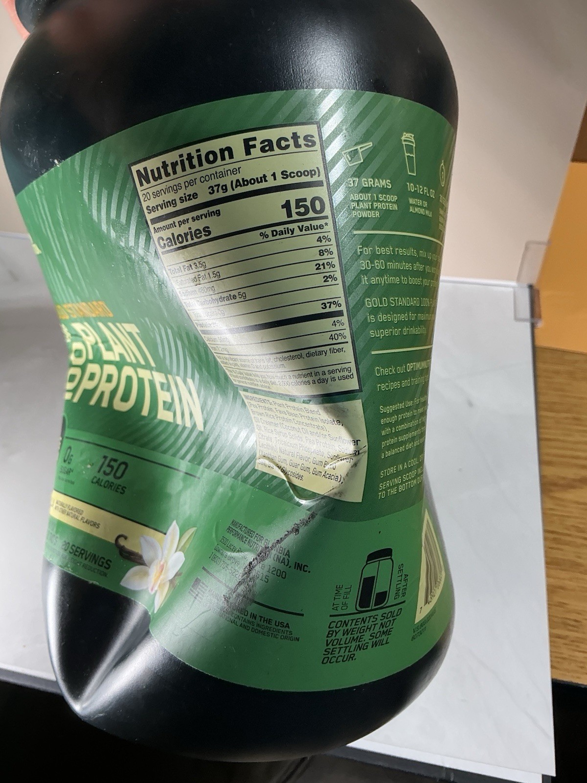 Optimum Nutrition Gold Standard 100% Plant Protein, Creamy Vanilla 1.63 lbs 8/26
