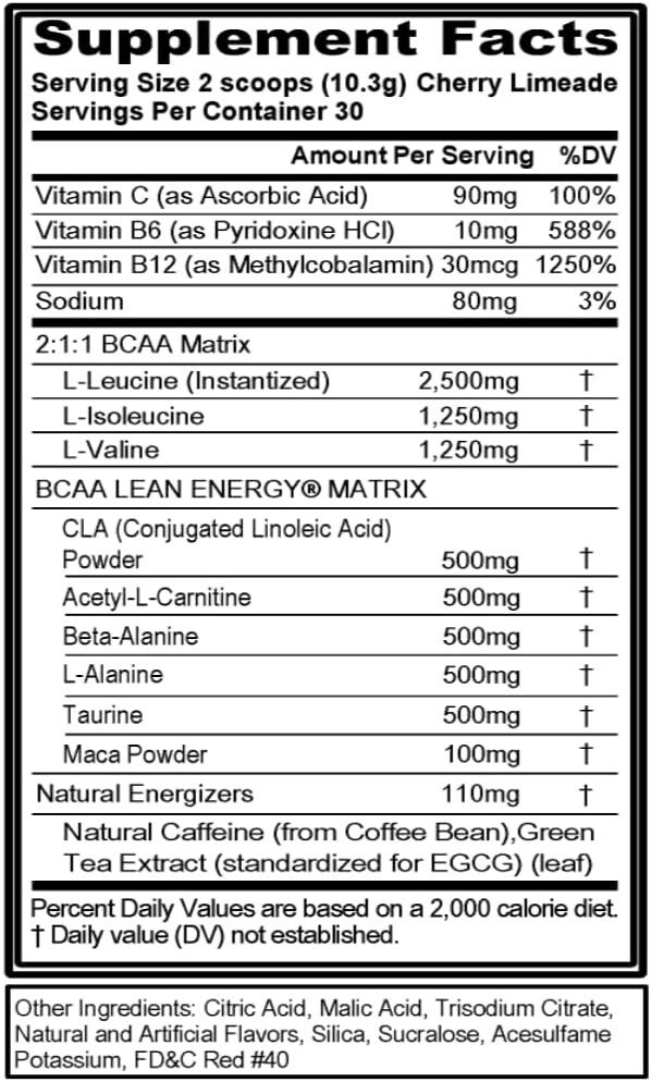 EVL BCAA Lean Energy – Clean Pre Workout Powder for Energy & Fat Burning, 10.9oz