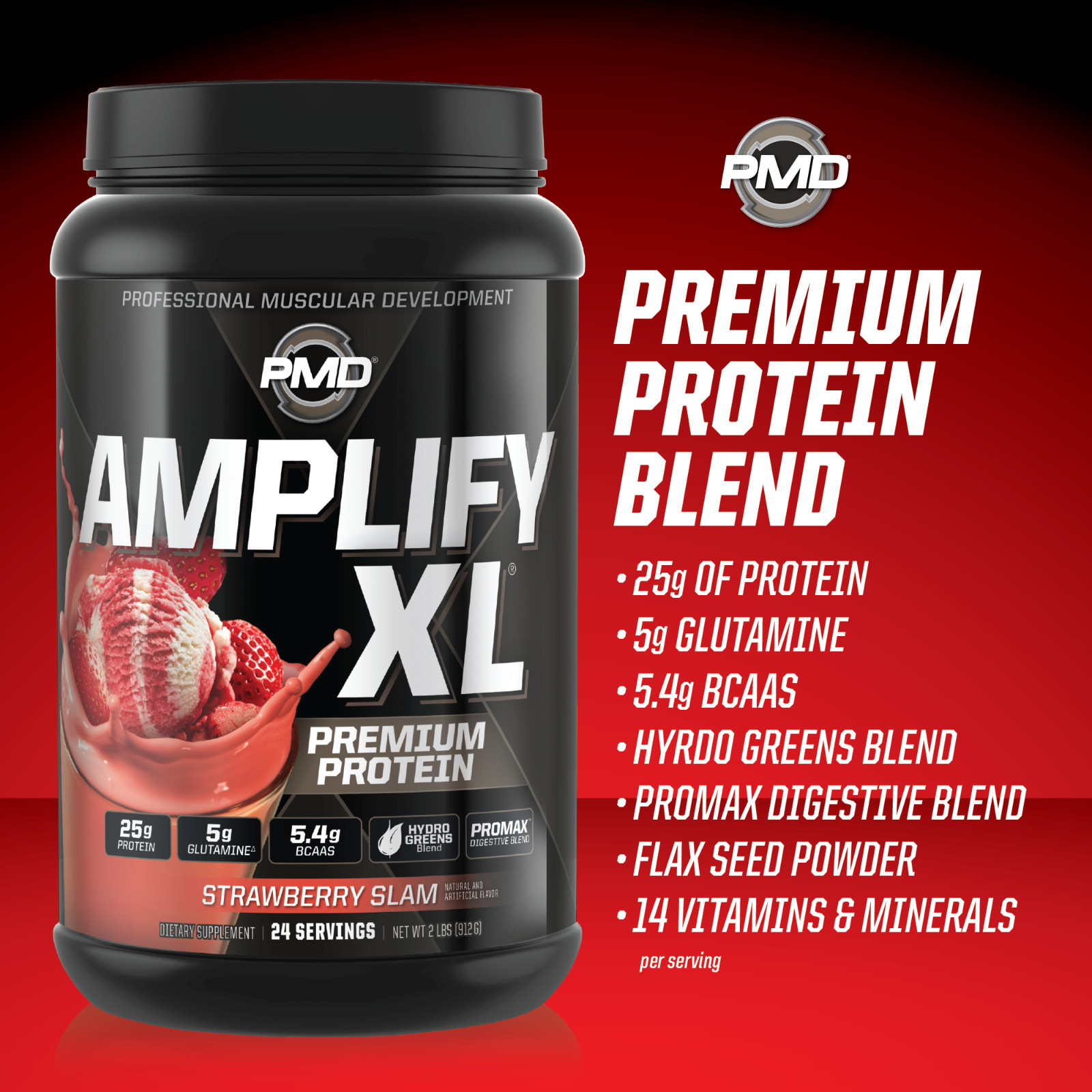 AMPLIFY XL Protein Matrix – Strength & Recovery – Strawberry Slam (24 Servings)