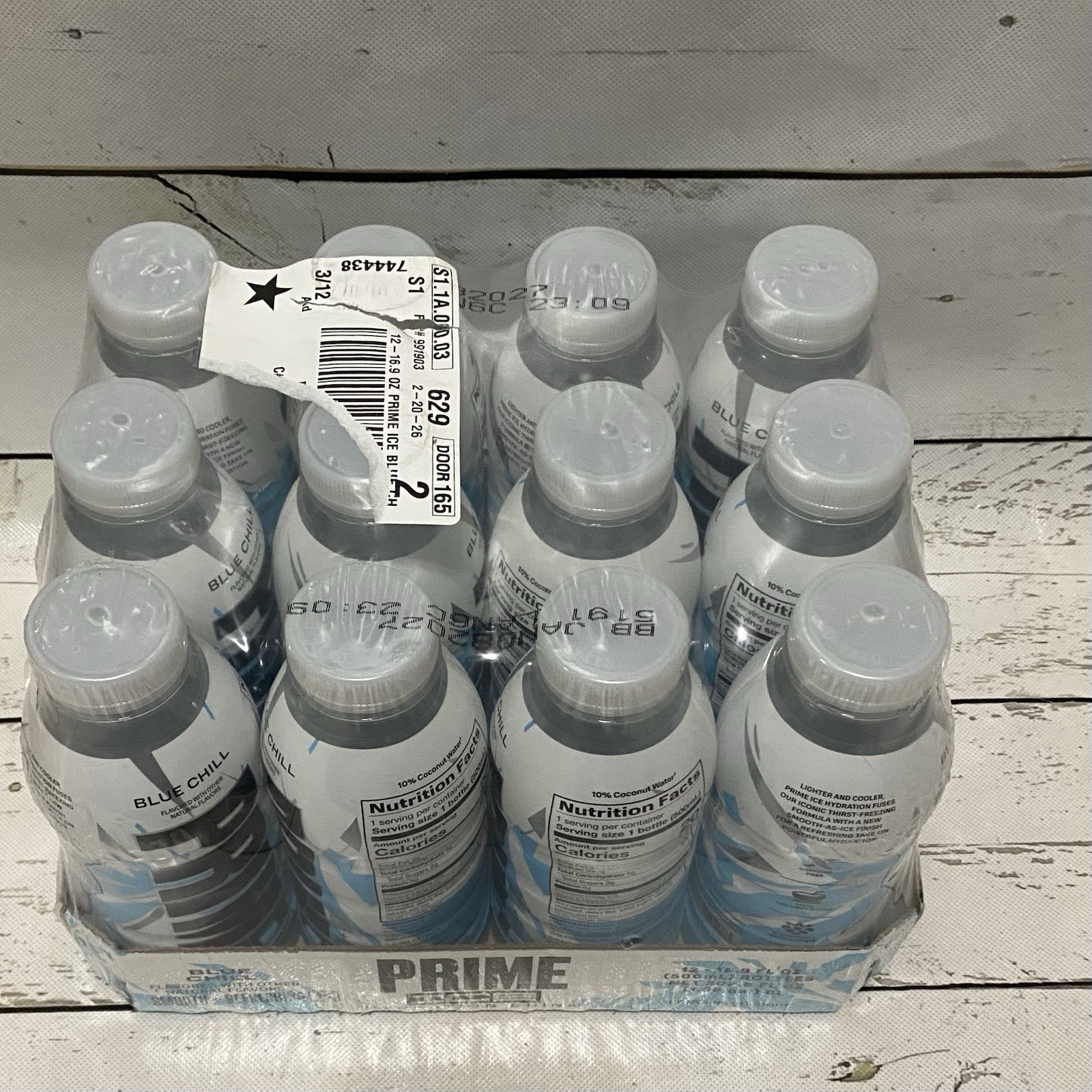 PRIME ICE Blue Chill Pack of 12 Hydration Drink 16.9oz Electrolyte Beverage