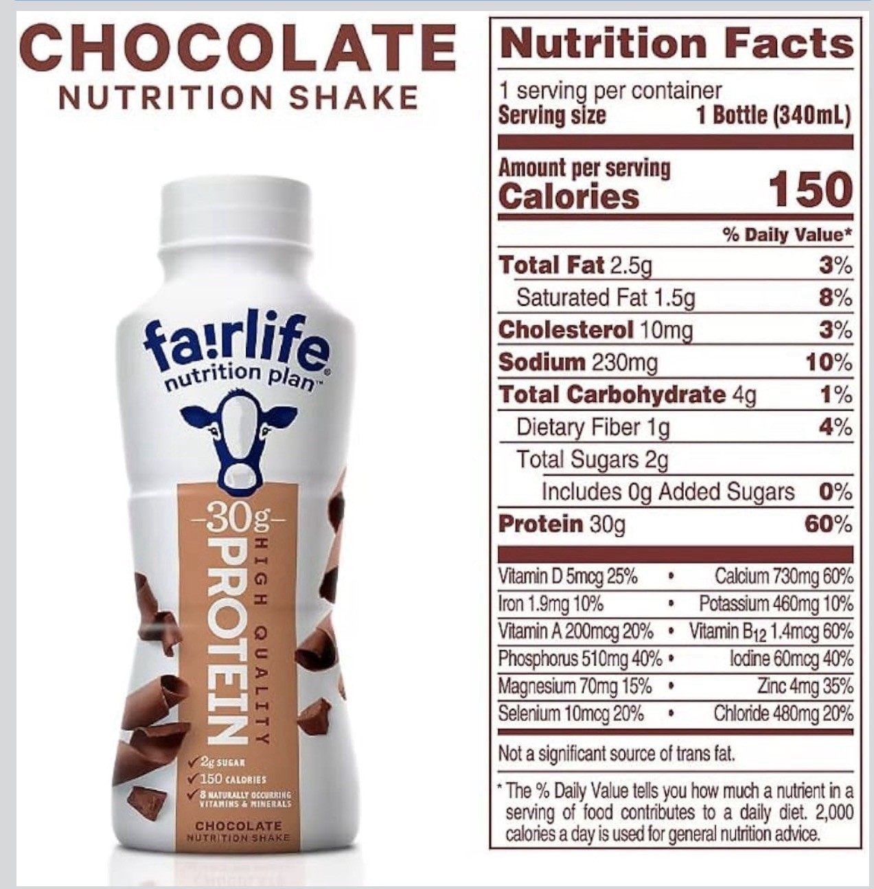 fairlife Nutrition Plan Chocolate Protein Shake 30g Lactose-Free 11.5 fl oz 12pk