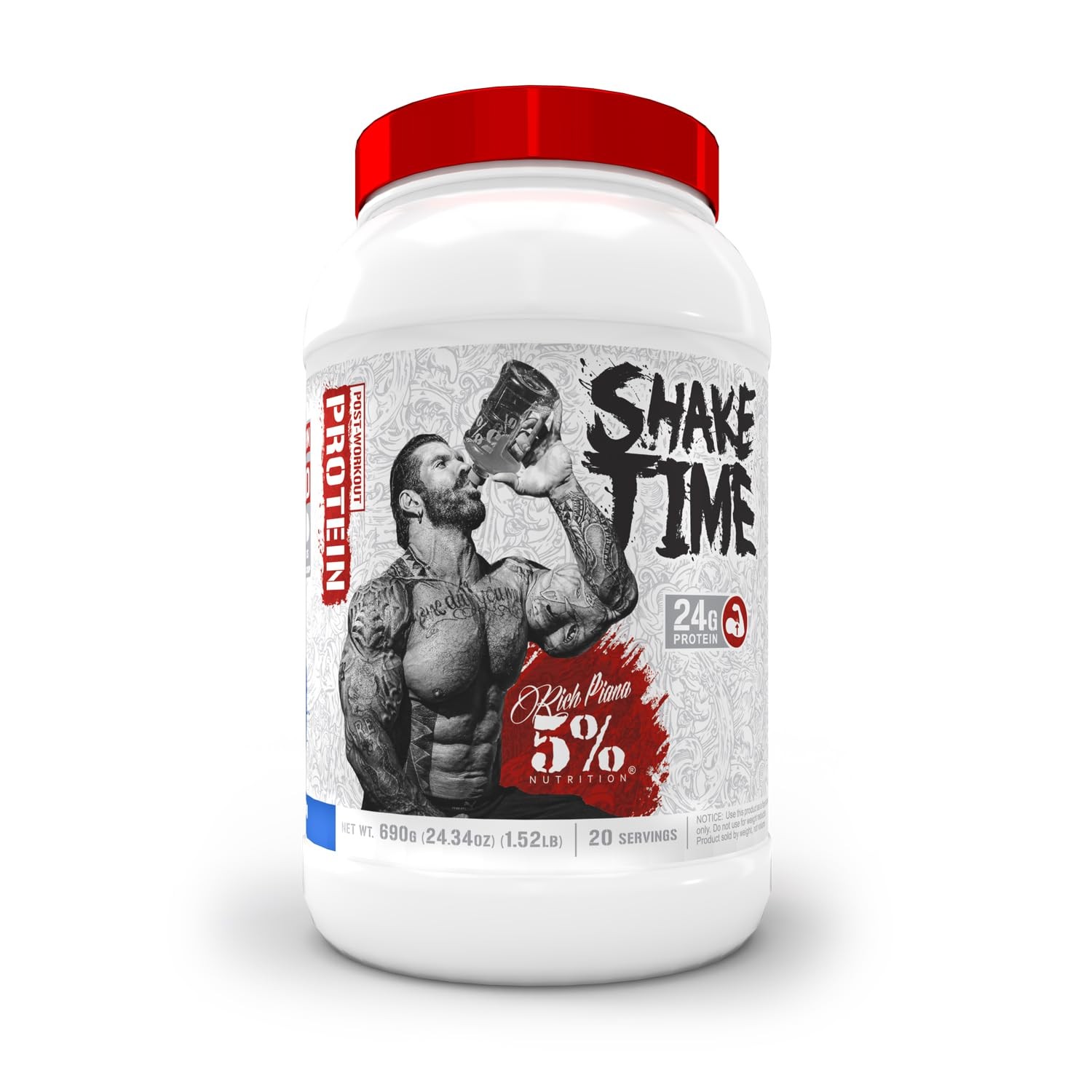 5% Nutrition Rich Piana Shake Time | 24g Animal Based Protein Drink | Grass-Fed