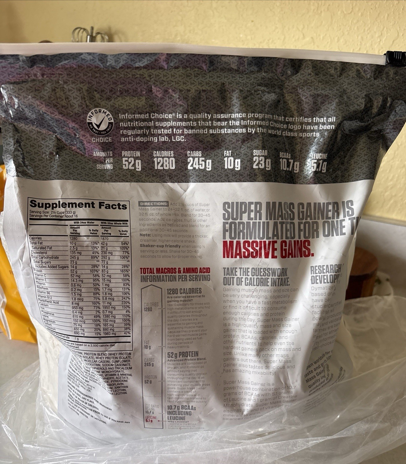 Dymatize Super Mass Gainer Protein Powder Gourmet Vanilla Creatine 12lb Bag