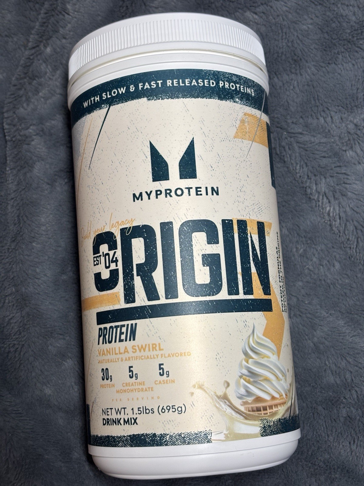 MyProtein Origin Protein Creatine Casein 1.5 LB 15 Serv Vanilla Swirl Exp 6/2027