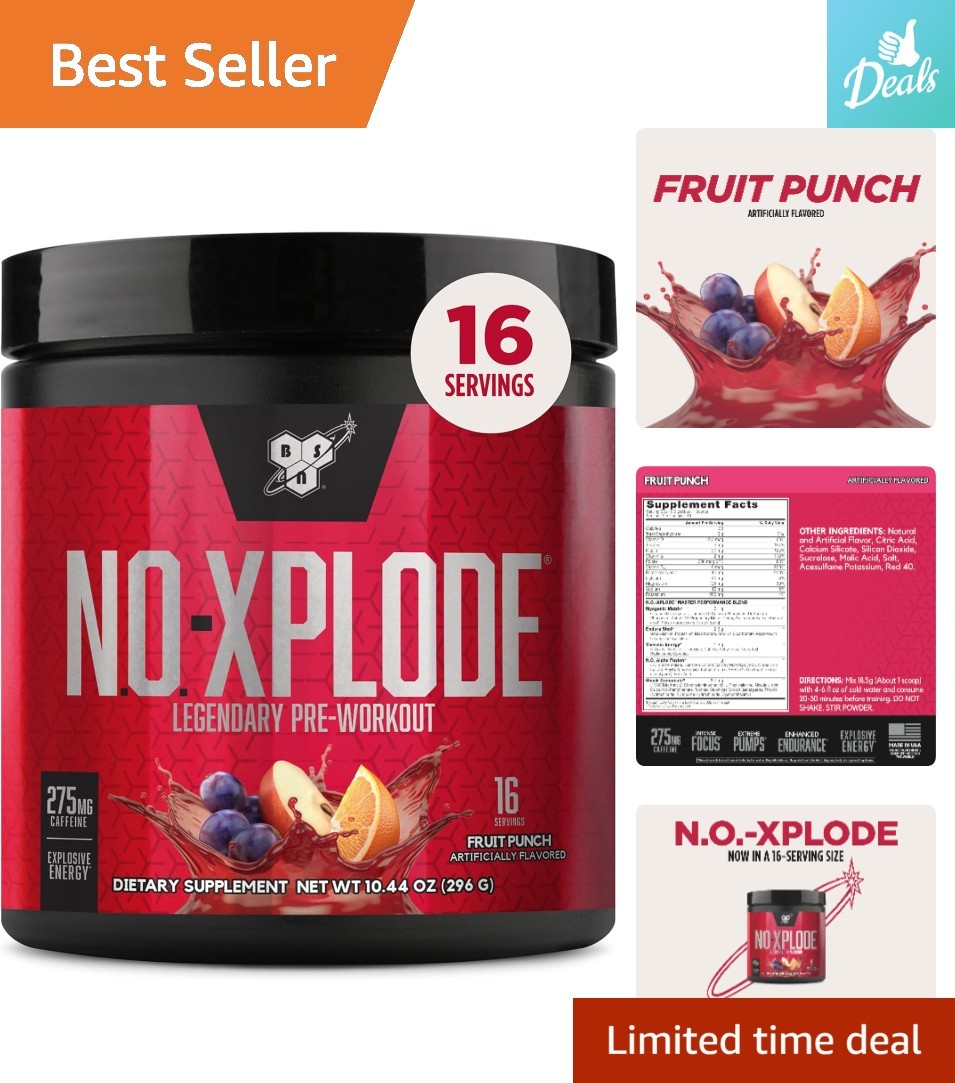 16 Servings N.O.-XPLODE Pre Workout Powder, Creatine & Beta-Alanine, Fruit Punch