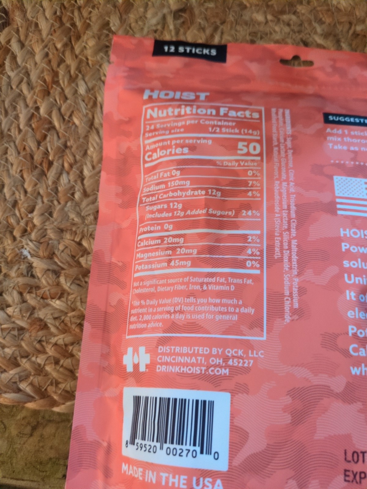 HOIST Military Hydration Powder,Peach Mango, Premium Electrolyte 12 Sticks