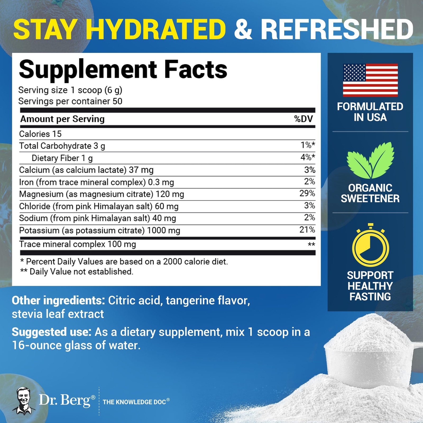Dr. Berg Zero Sugar Hydration Keto Electrolyte Powder 10.29 Ounce (Pack of 1)