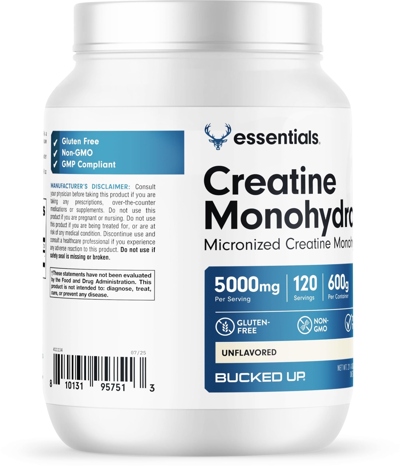 Micronized Creatine Monohydrate Powder – Unflavored, Easy Mix, 5G/Serving, 120 S