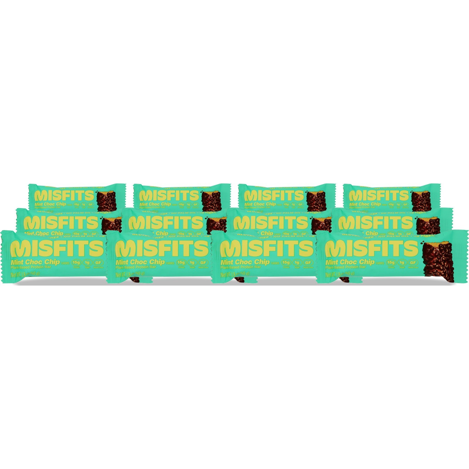 Misfits Plant-Based Protein Bar Mint Choc Chip Flavor Snack 15G 12 Pack