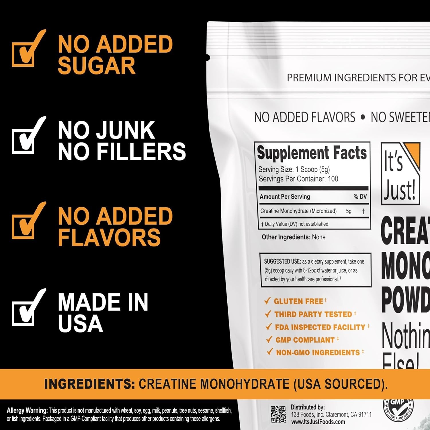 Pure Micronized Creatine Monohydrate Powder – 100 Servings, Lab Tested, Unfla…