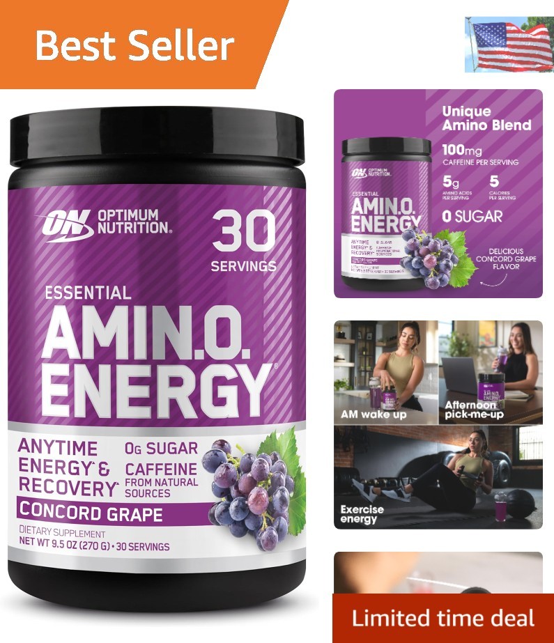 100mg Caffeine Amino Energy Blend – Pre Workout Powder for Optimal Focus, 9.5oz