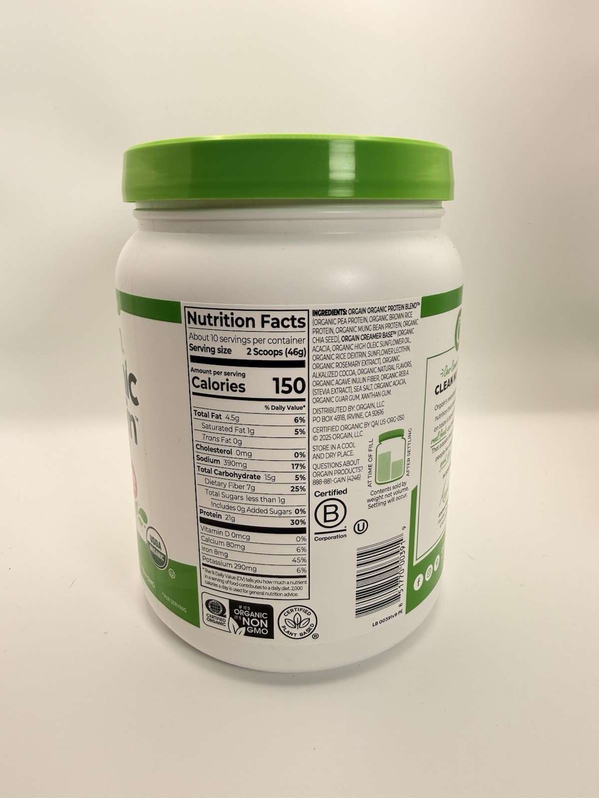 Orgain Creamy Chocolate Fudge Plant-Based Protein Powder 16.3oz