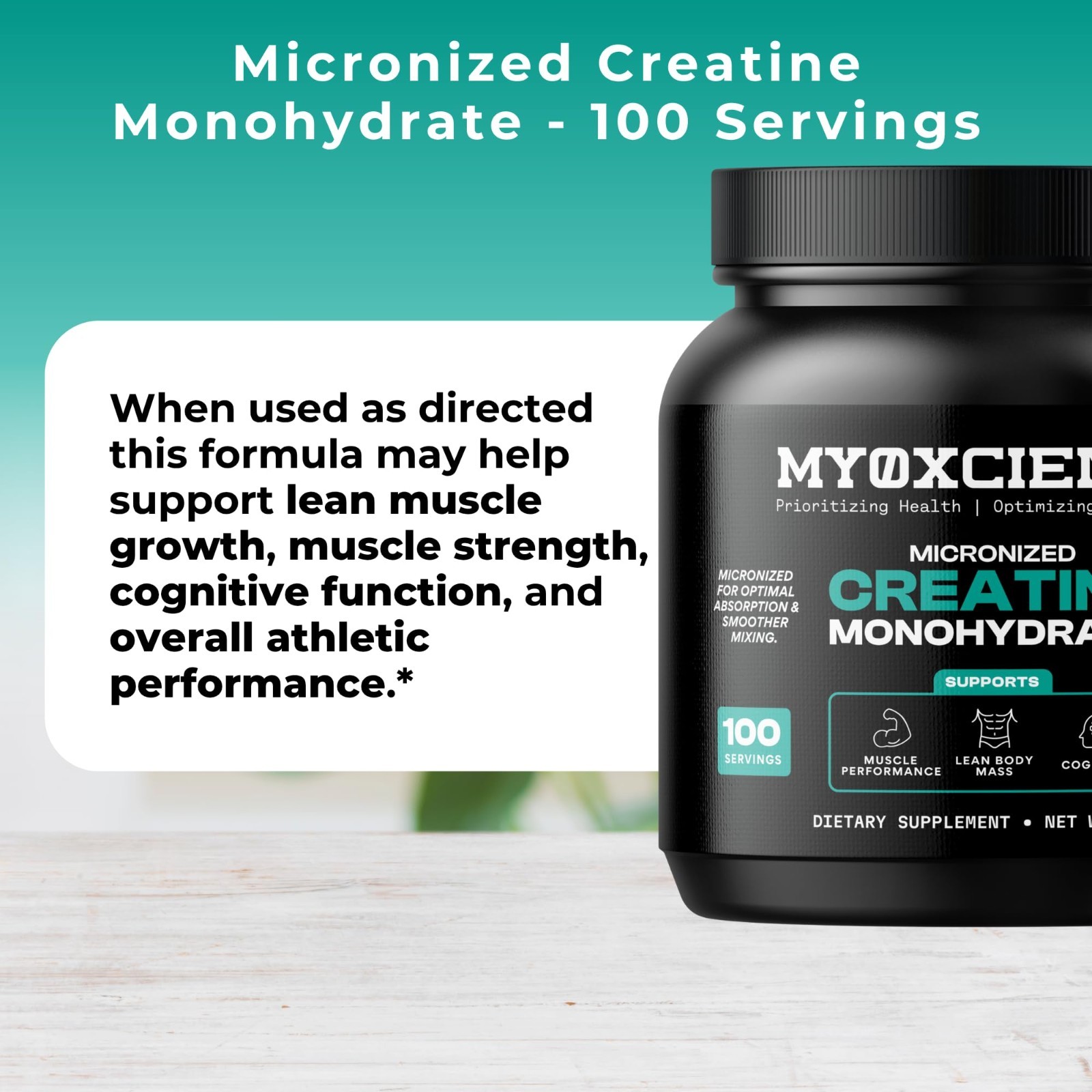 Micronized Creatine Powder for Muscle Performance, Lean Mass & Cognition – 100 S