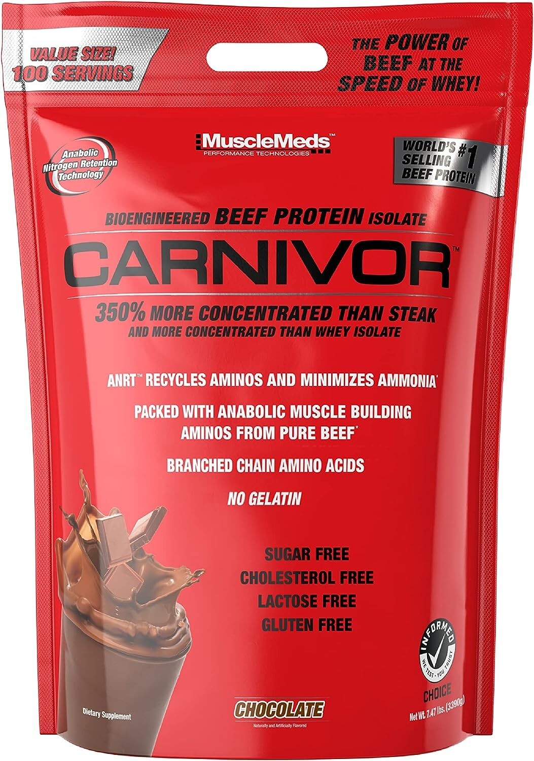 MuscleMeds Carnivor Beef Protein Isolate 100 Servings 7.34lb Bags 2 Flavors NEW