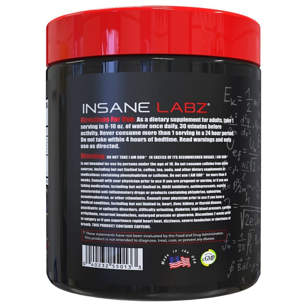 I Am God Pre Workout Supplement Fruit Punch 25 Servings Insane Energy and End…