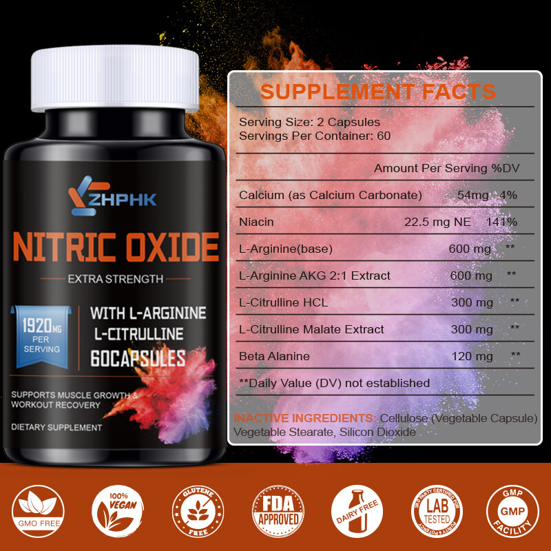 Nitric Oxide Booster L-Arginine, L-Citrulline 1920mg 240 Caps HIGHEST POTENCY