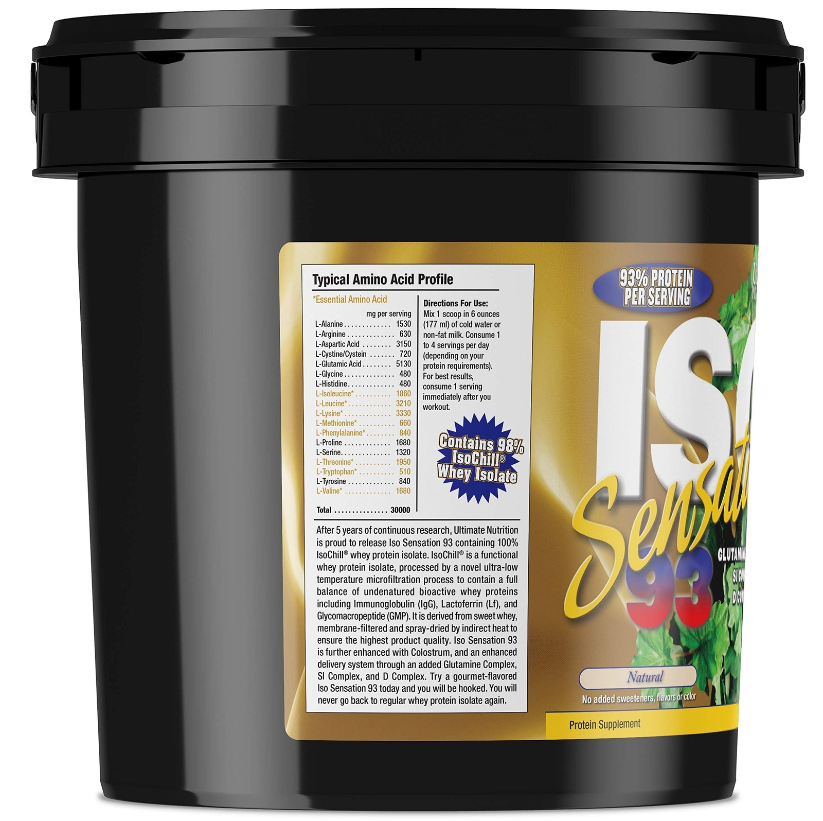 Iso Sensation 93 Whey Protein Isolate Powder – 30 gm of Protein Natural, 5 lbs
