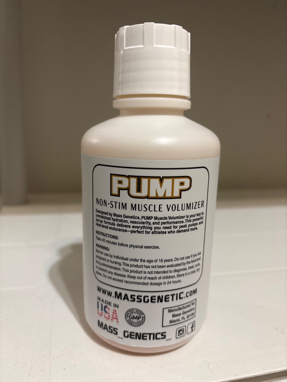 Mass Genetics New Pump Muscle and Hydration 16oz Fruit Punch Non Stim