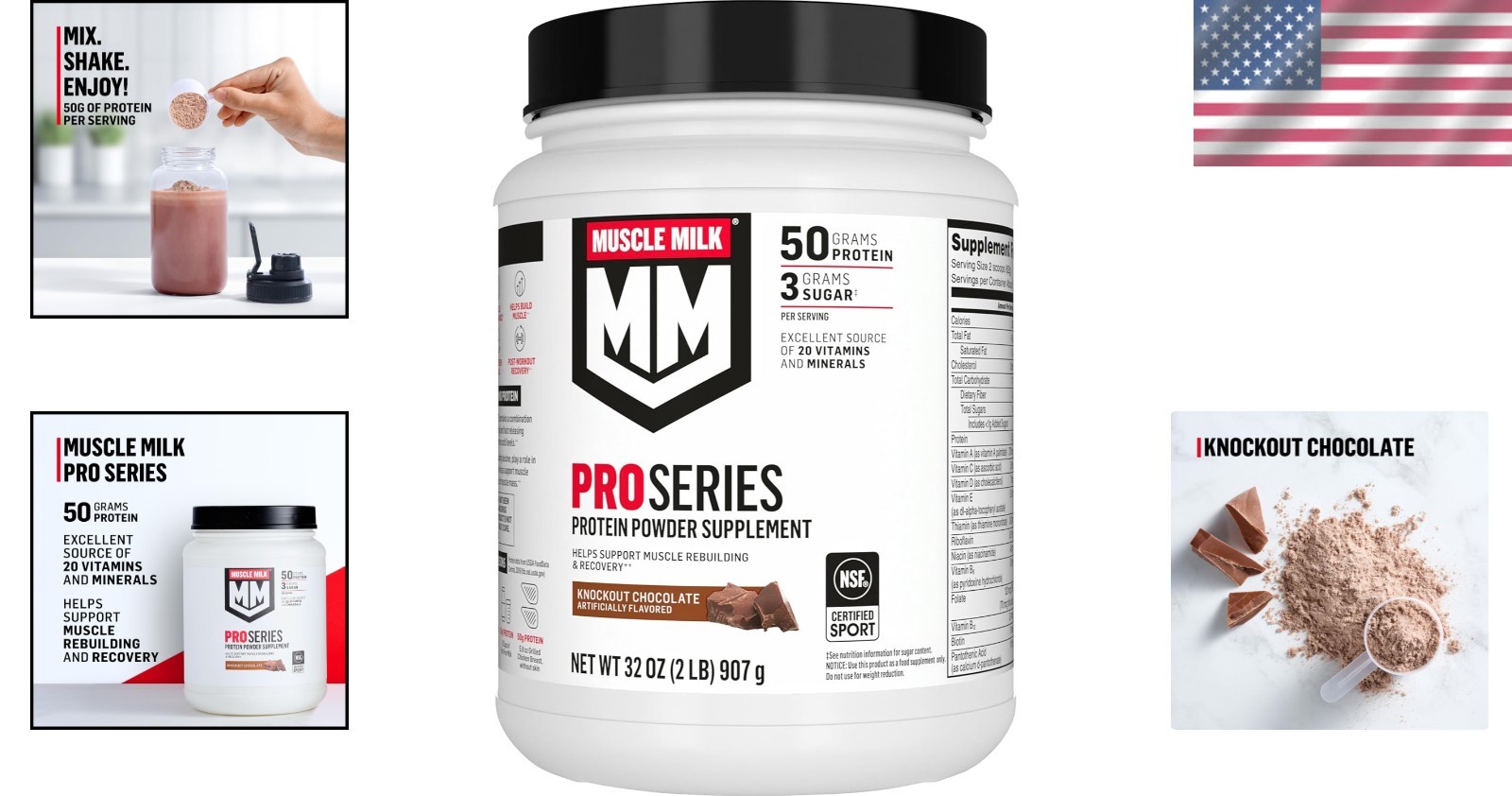 Knockout Chocolate Protein Powder, 50g Protein/Serving – Ideal for Muscle Growth