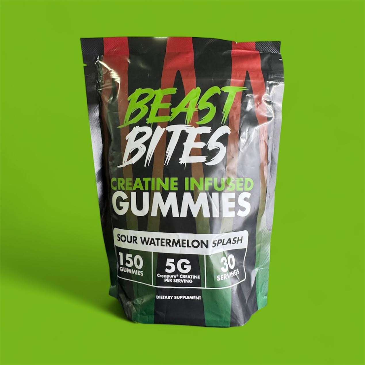 Beast Bites Creatine Gummies Sour Watermelon Splash 150ct