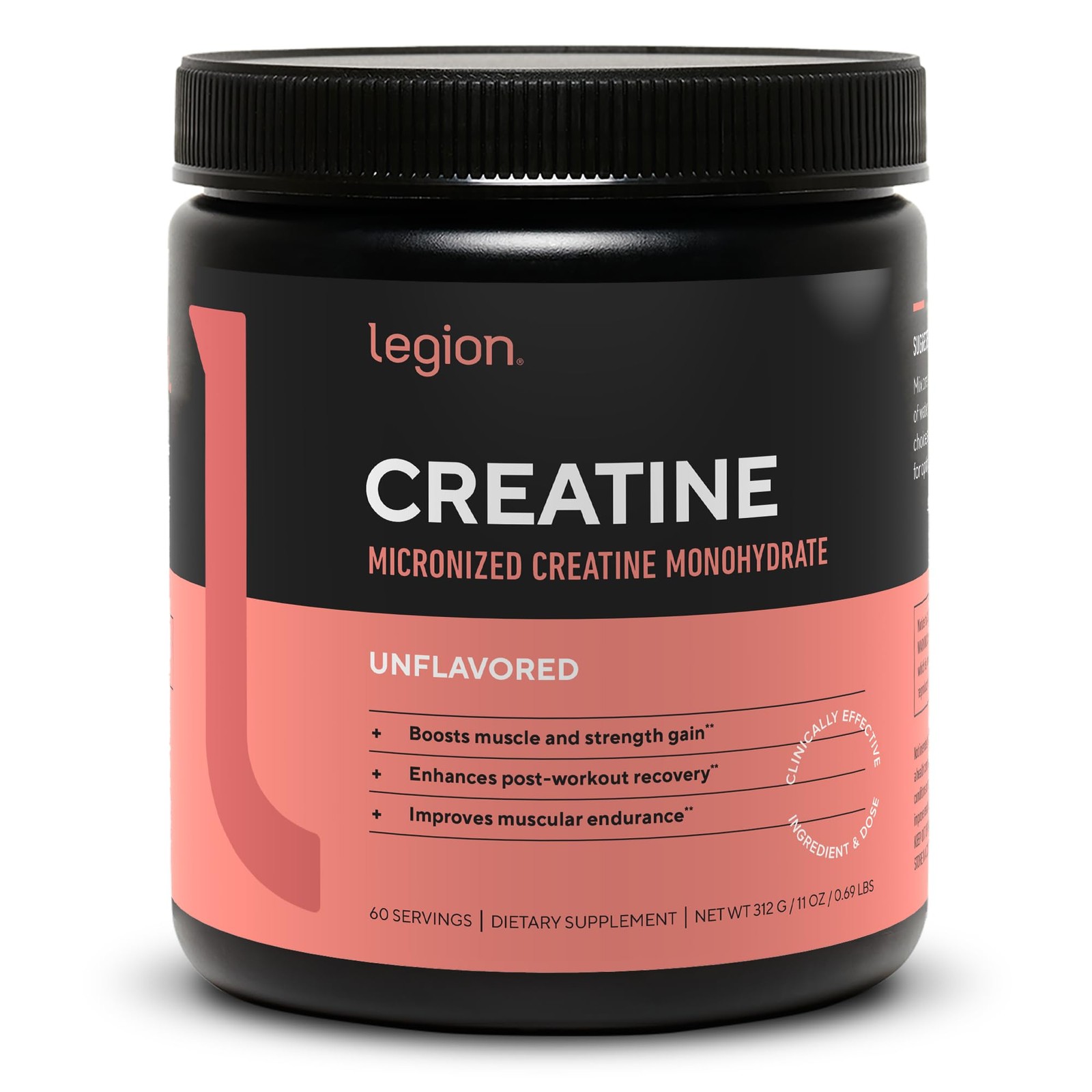 LEGION Micronized Creatine Monohydrate Supplement – 60 Servings (Pack of 1)