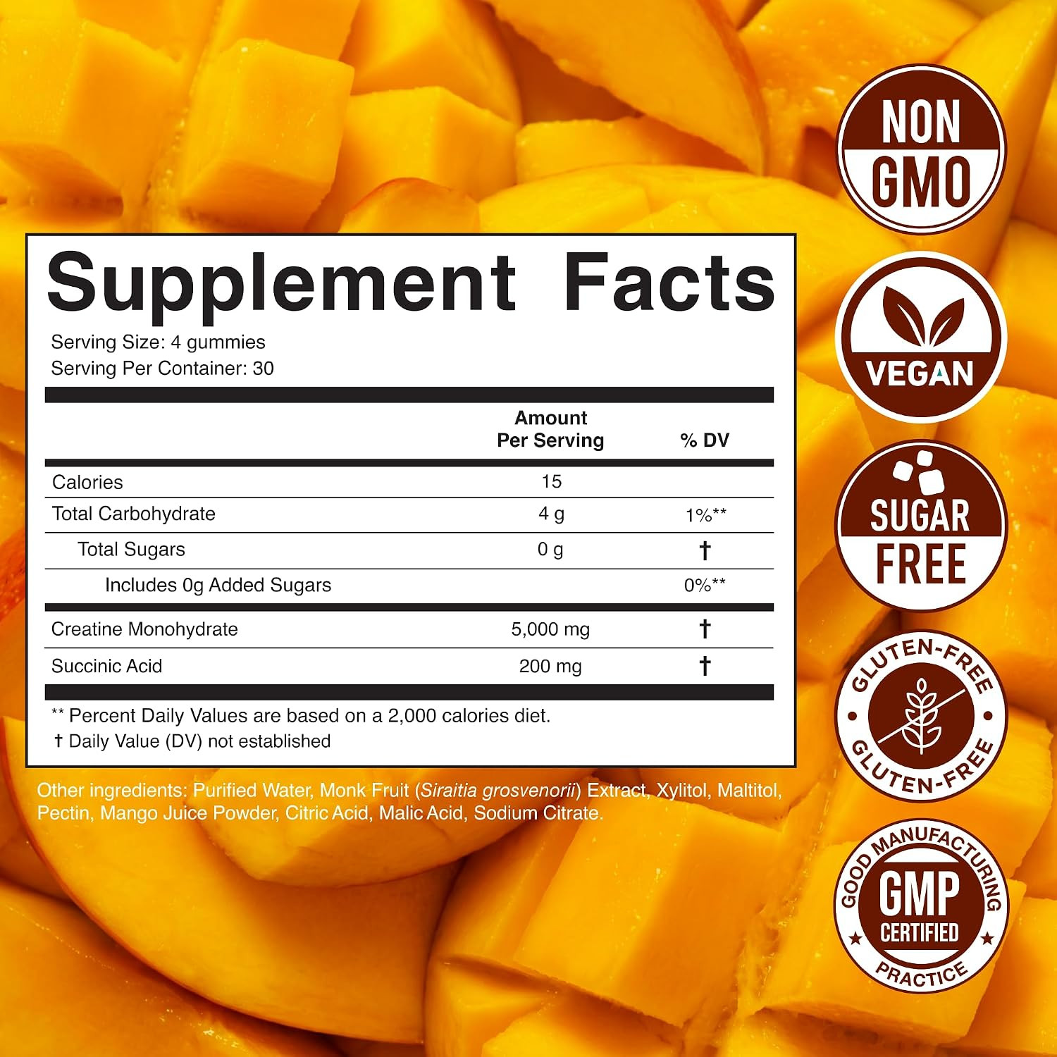 Secret Element Creatine Monohydrate Gummies 5000 mg per Serving, Sugar Free Vega