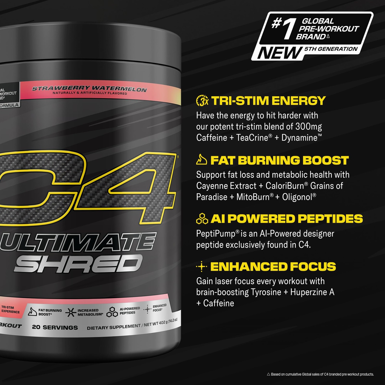 Cellucor C4 Ultimate Shred Pre Workout Fat Burner 20 Servings