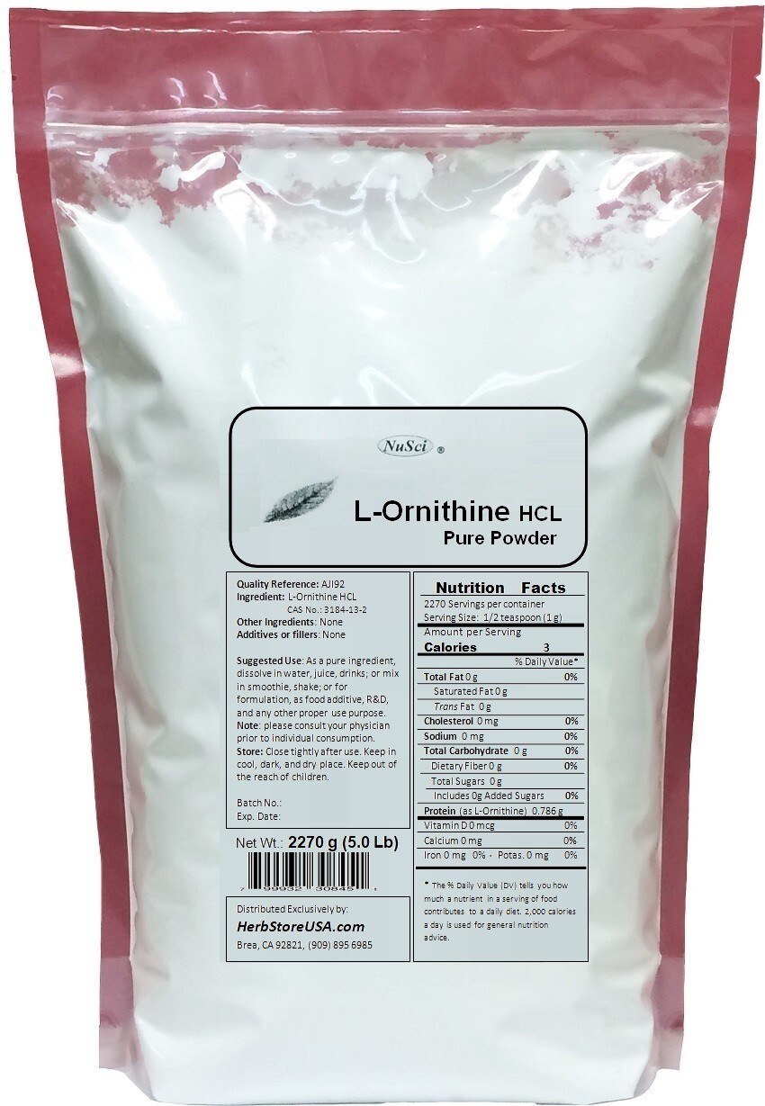 NuSci L-Ornithine Pure Powder 250g (8.8oz) lean muscle mass