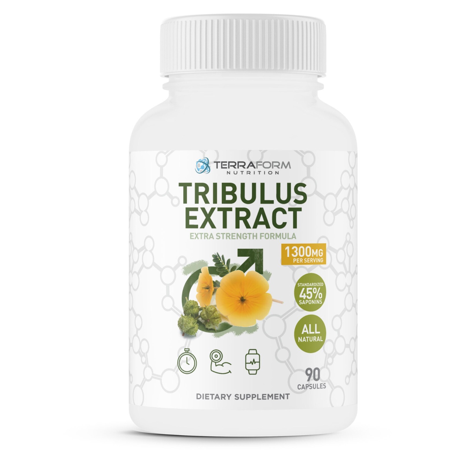 Maximum Strength Tribulus Terrestris 1300mg – 90 Capsules – STRONGEST AVAILABLE
