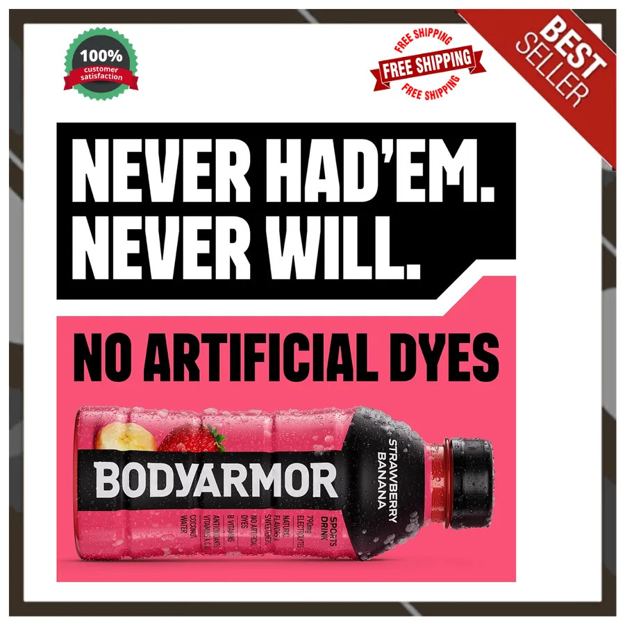 BODYARMOR Sports Drink Strawberry Banana Electrolyte Hydration 16oz 12 Pack