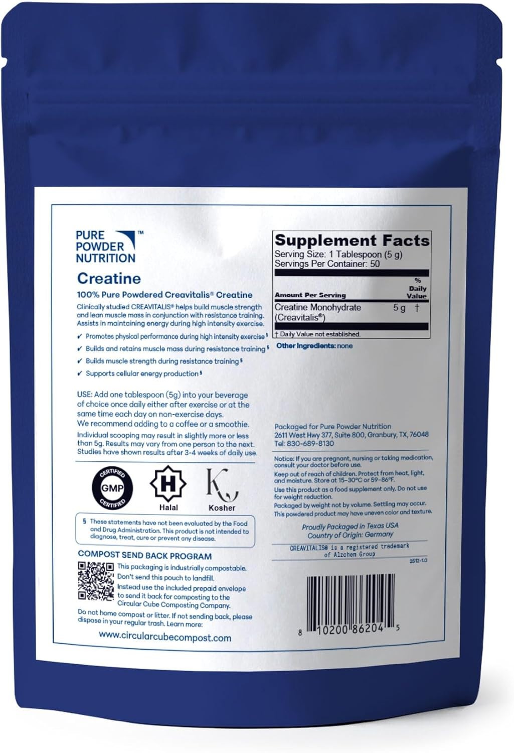 Creatine | 50 Servings (No Flavor) | Powder Exp 02/29