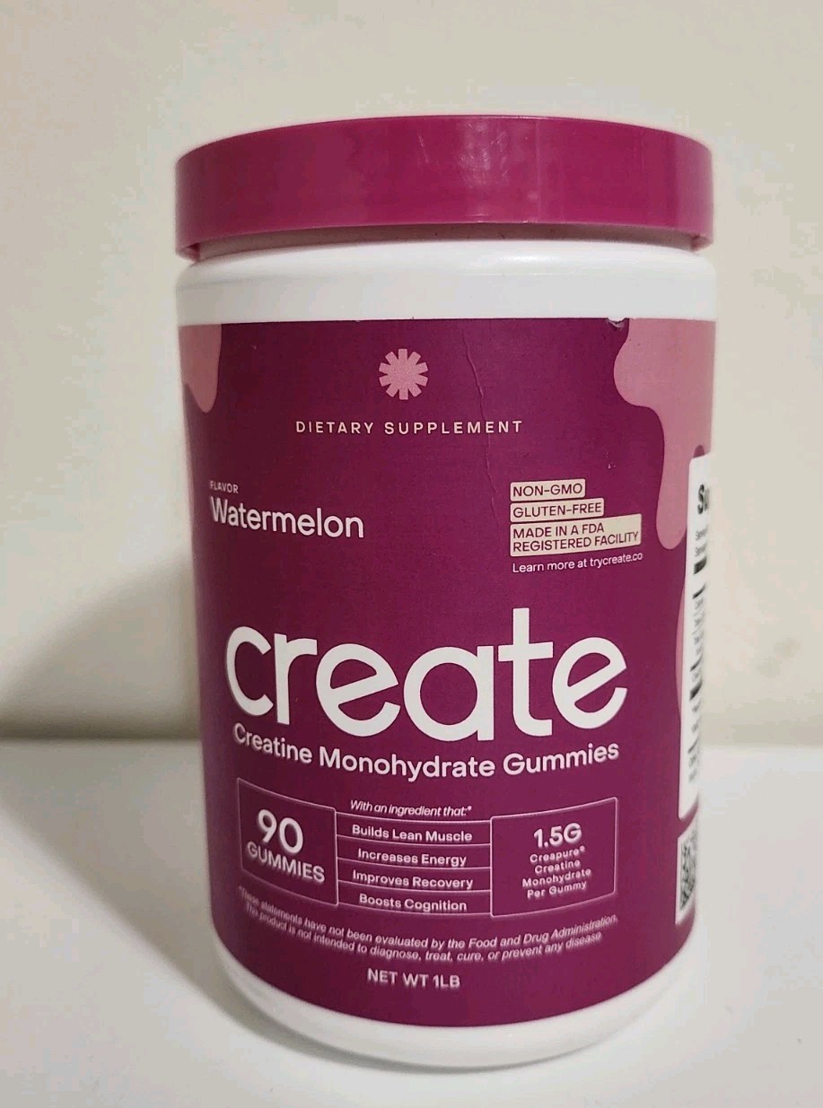 NEW Create Creatine Monohydrate Gummies Watermelon for Men & Women EXP. 10/2026