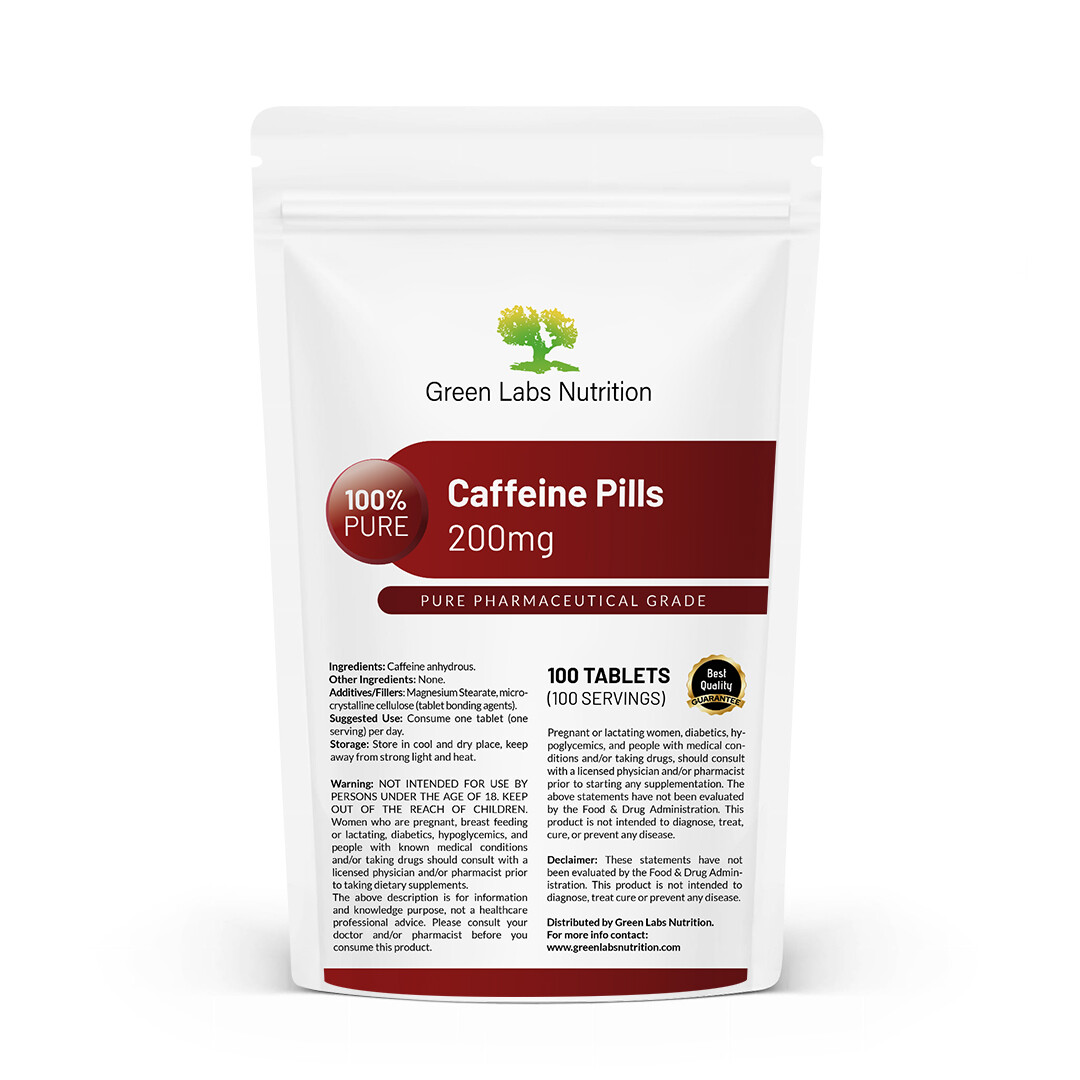 Caffeine Tablets 200mg – Energy Boost, Focus, Alertness, Stamina & Endurance