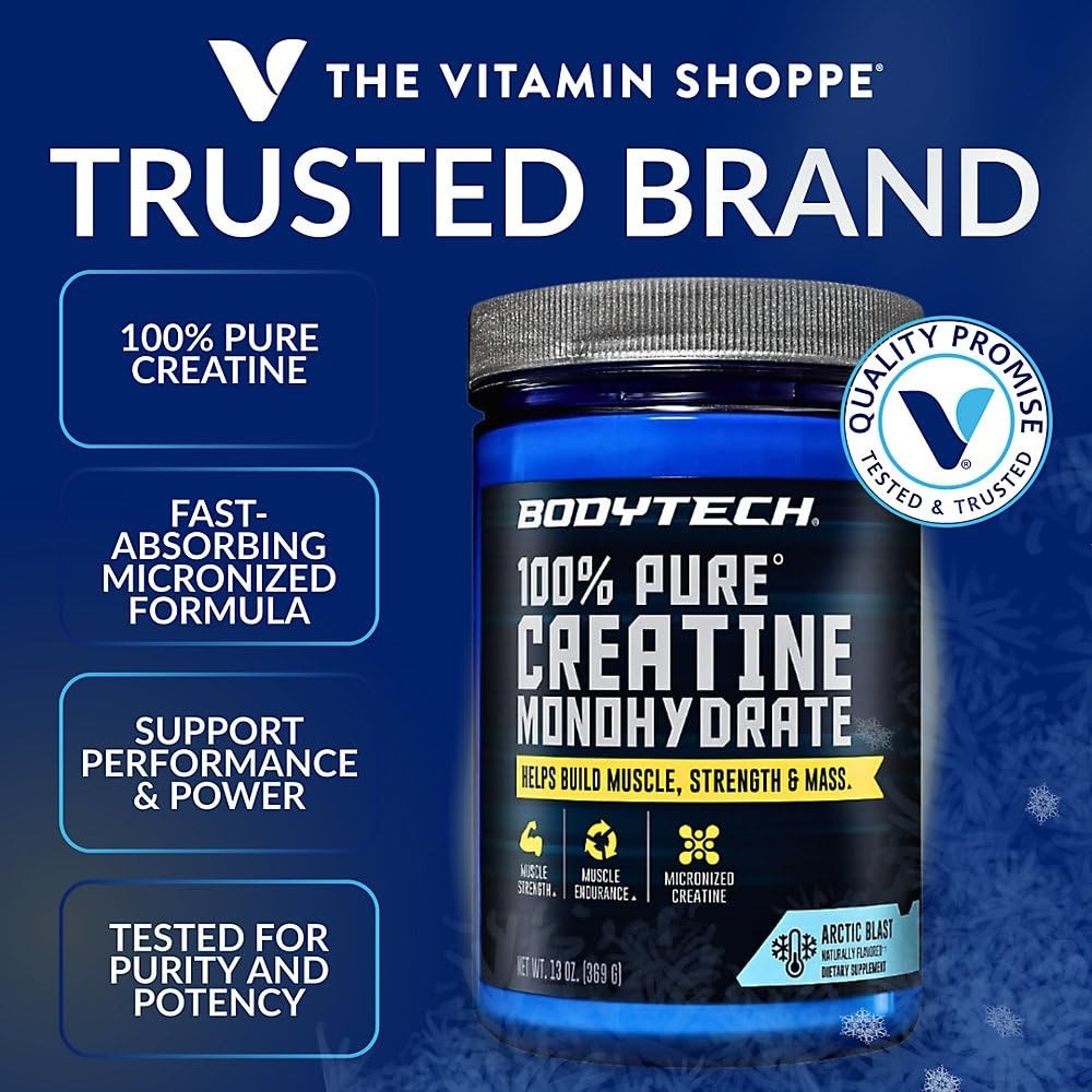 Creatine Monohydrate Powder – Arctic Blast Flavor, 55 Servings, Muscle Gain & Re